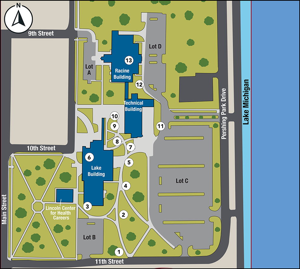 Racine Campus Sustainability Walking Map Image