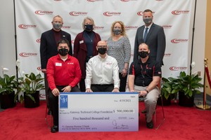 Haas presents donation to Gateway