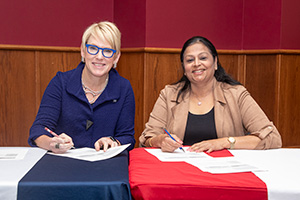 UW-Stout Chancellor Katherine P. Frank and Gateway Technical College President and CEO Ritu Raju