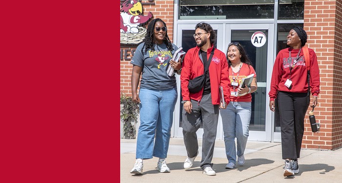 Students walking on campus