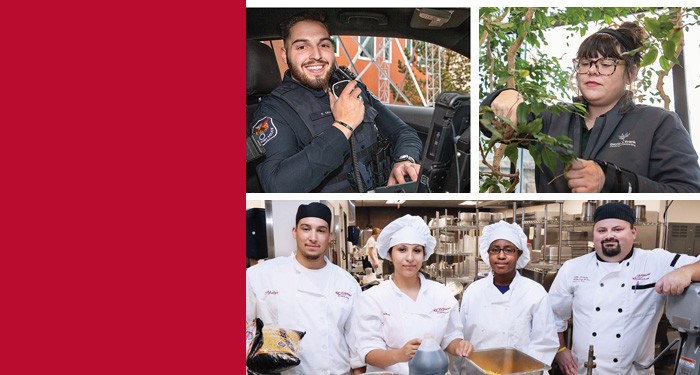 Collage of culinary, police academy and horticulture students