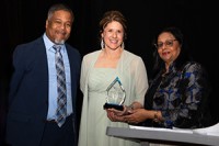 Right to left: Micheal Randolph, Gateway School of Health dean; Sara Nichols, Open Arms Executive Director; Ritu Raju ,Gateway Technical College President and CEO