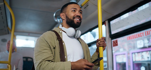 Student riding the bus