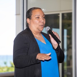 Jomarie Coloriano speaking at a Gateway Event