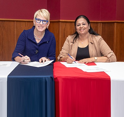 UW-Stout Chancellor Katherine P. Frank and Gateway Technical College President and CEO Ritu Raju