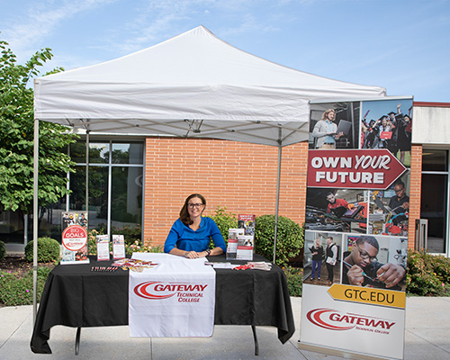 Tent showing program marketing pieces